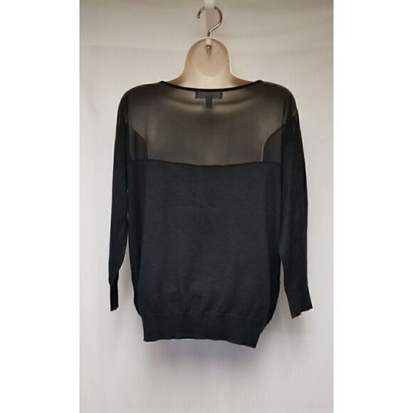 Banana Republic Long Sleeve Sheer Lace Contrast Sweater Color Black Size Small - Picture 6 of 8